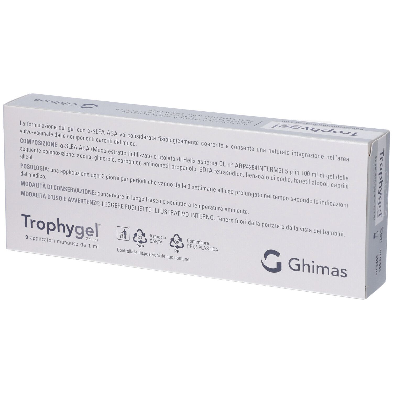 Gel Vaginale Mucomimetico Trophygel Ghimas 9 Applicatori Monouso Da 1 Ml