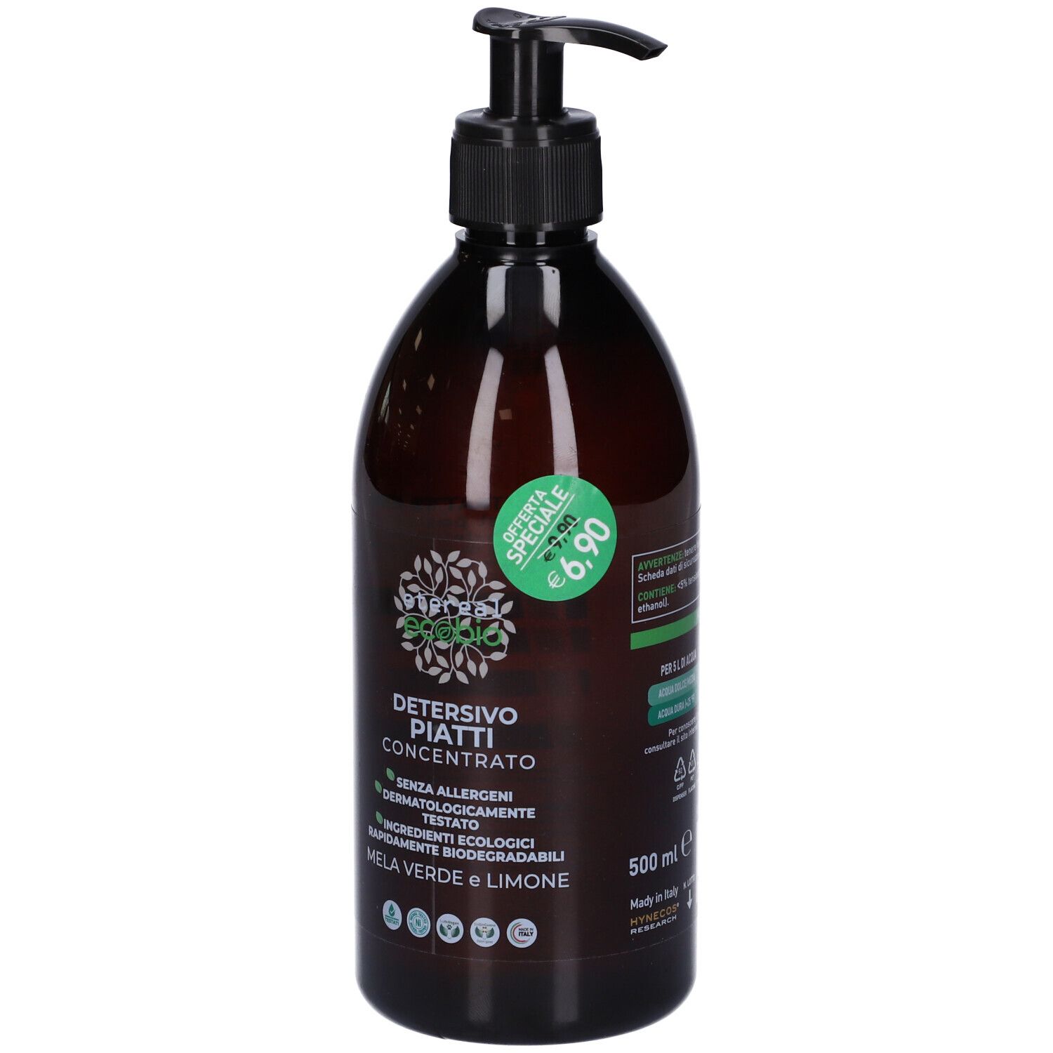 Etereal Detergente Piatti Ecobio Concentrato alla Mela Verde e Limone