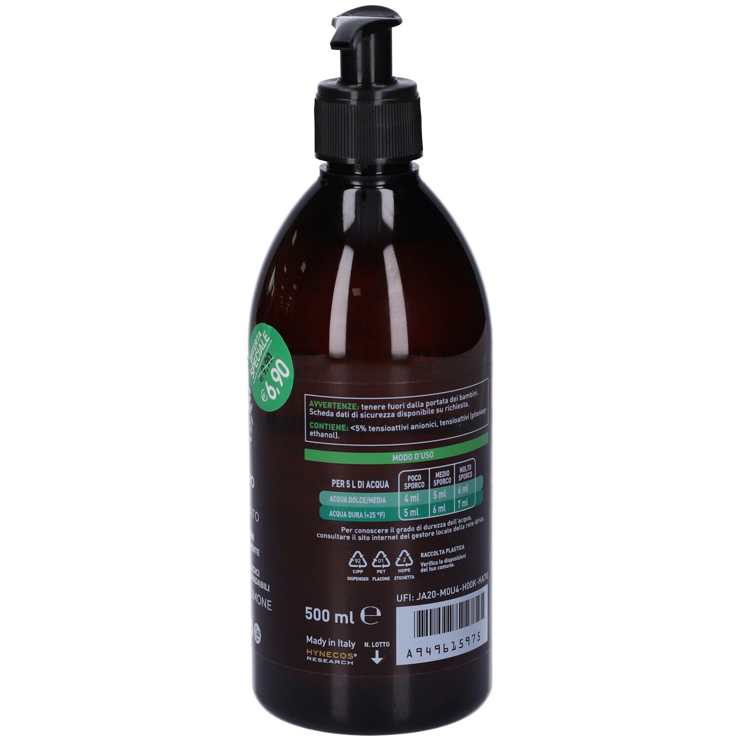 Etereal Detergente Piatti Ecobio Concentrato alla Mela Verde e Limone