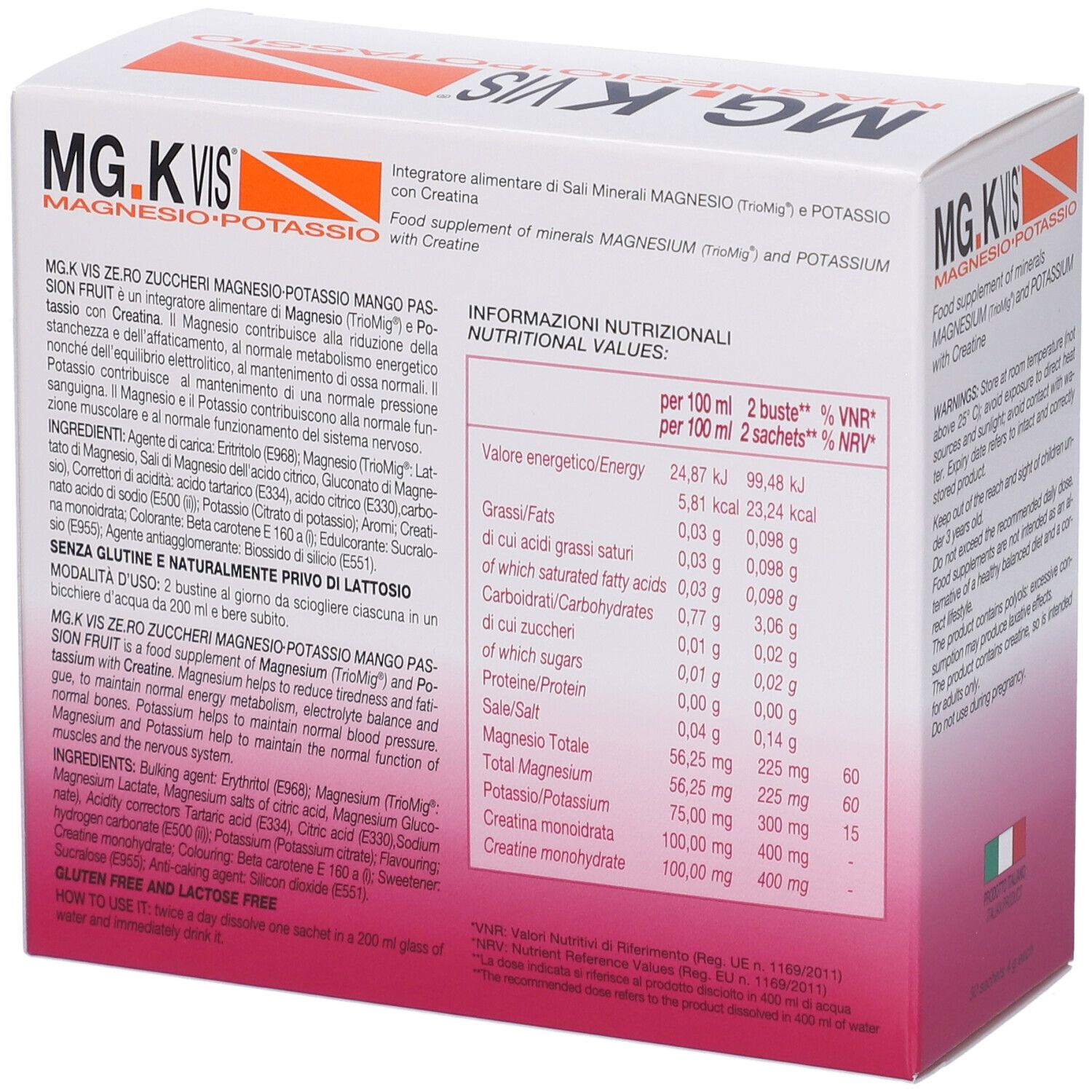 MG.K VIS Magnesio e Potassio 30 Bustine Gusto Mango e Passion Fruit