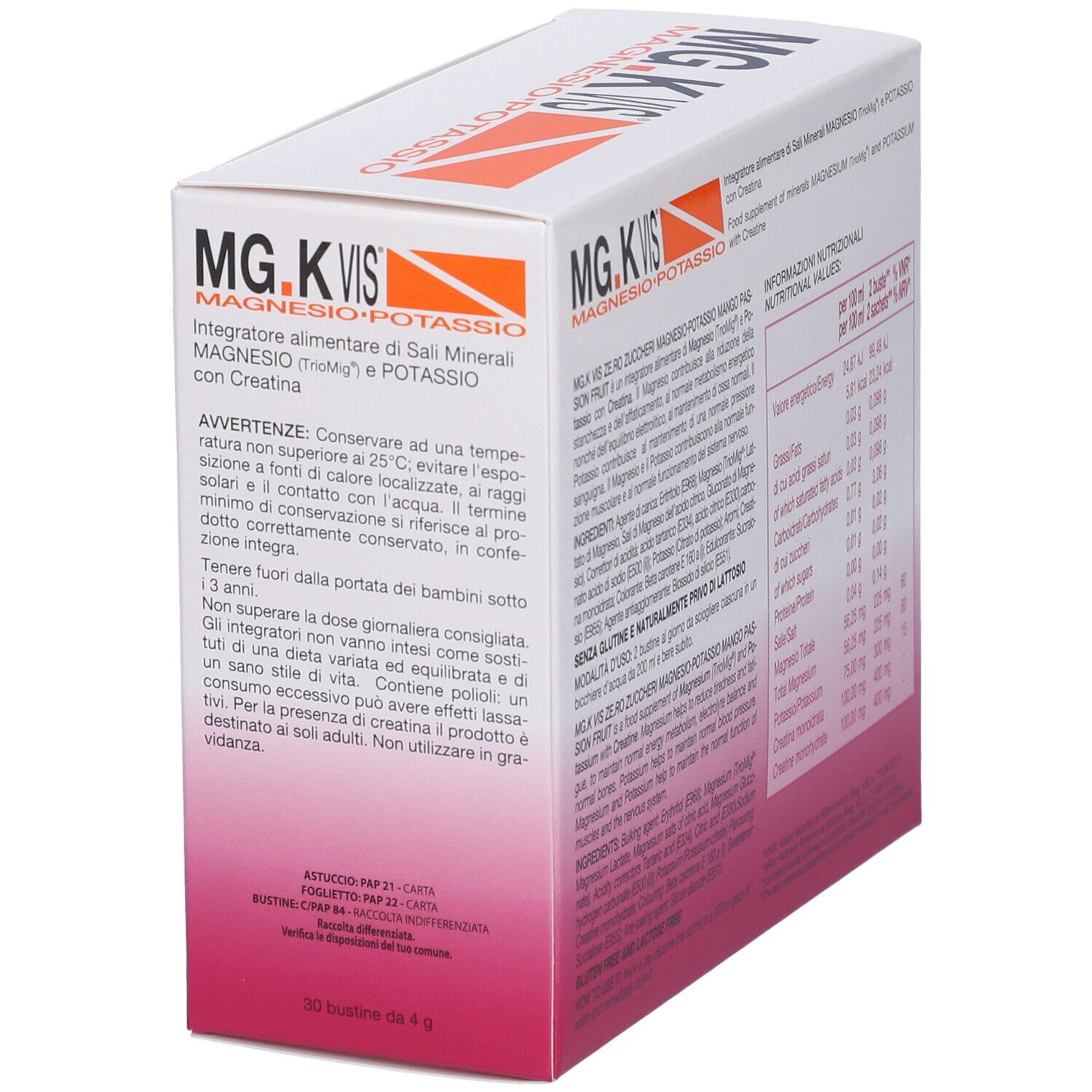 MG.K VIS Magnesio e Potassio 30 Bustine Gusto Mango e Passion Fruit