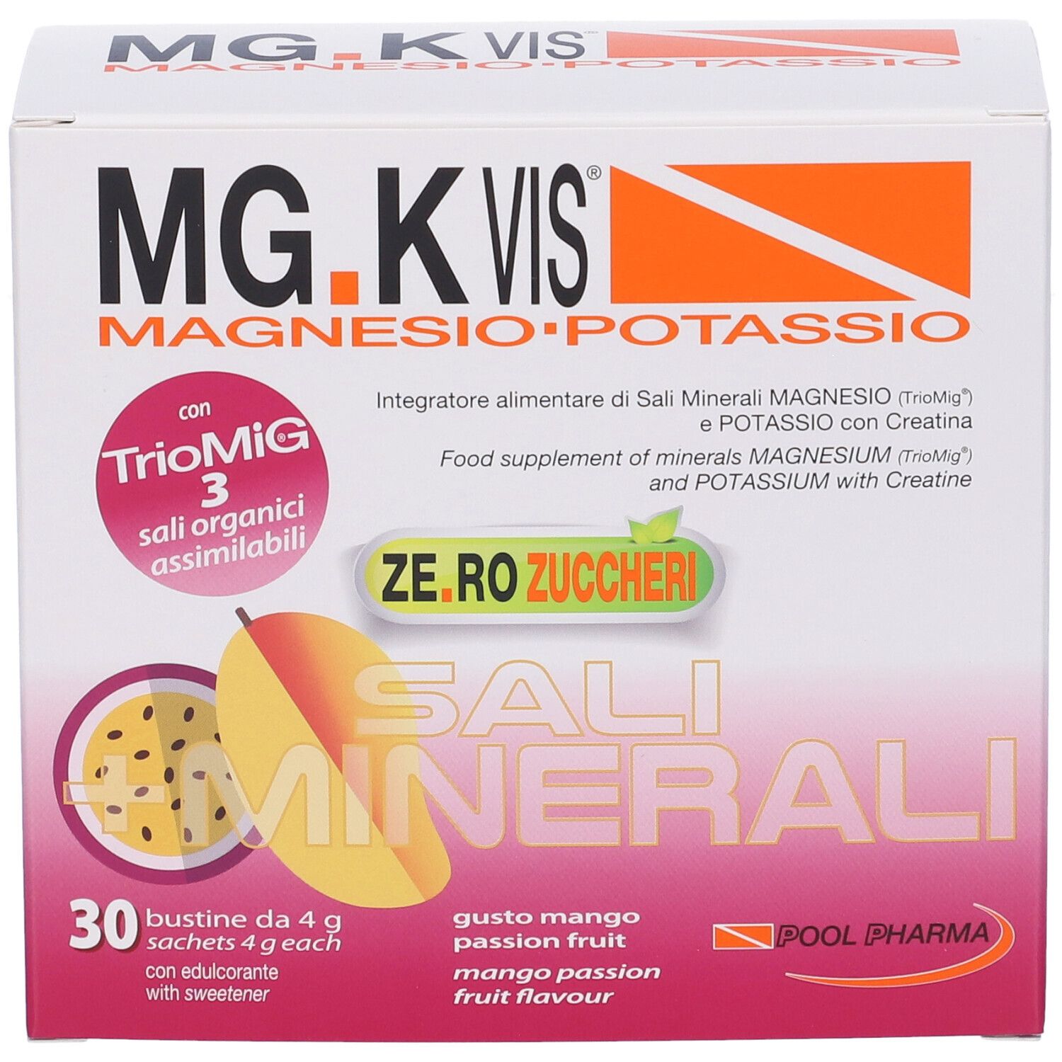 MG.K VIS Magnesio e Potassio 30 Bustine Gusto Mango e Passion Fruit