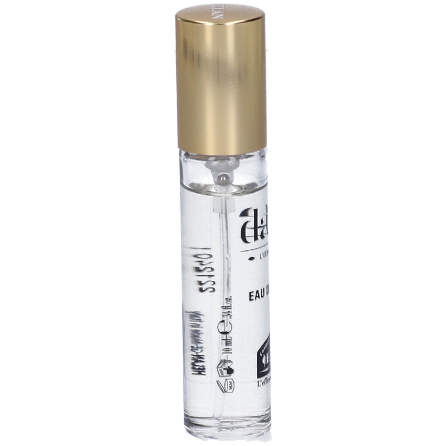 Helan DAEFNE Eau de Parfum. Flacone con tappo dorato. Scritta 'daefne' e 'Eau de Parfum'. Stampa con informazioni.