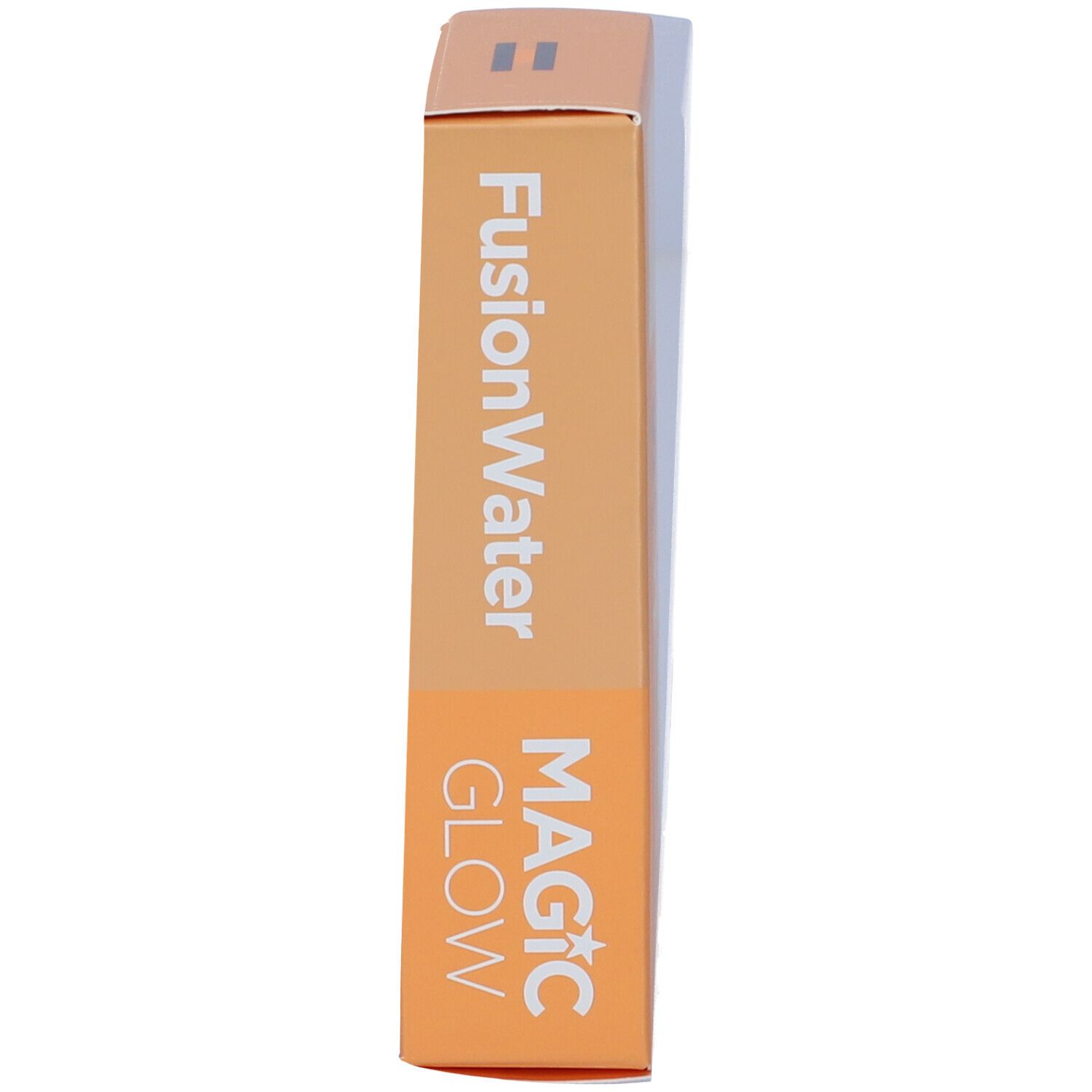 Vista laterale della confezione del prodotto. Scritta: Fusion Water MAGIC GLOW.