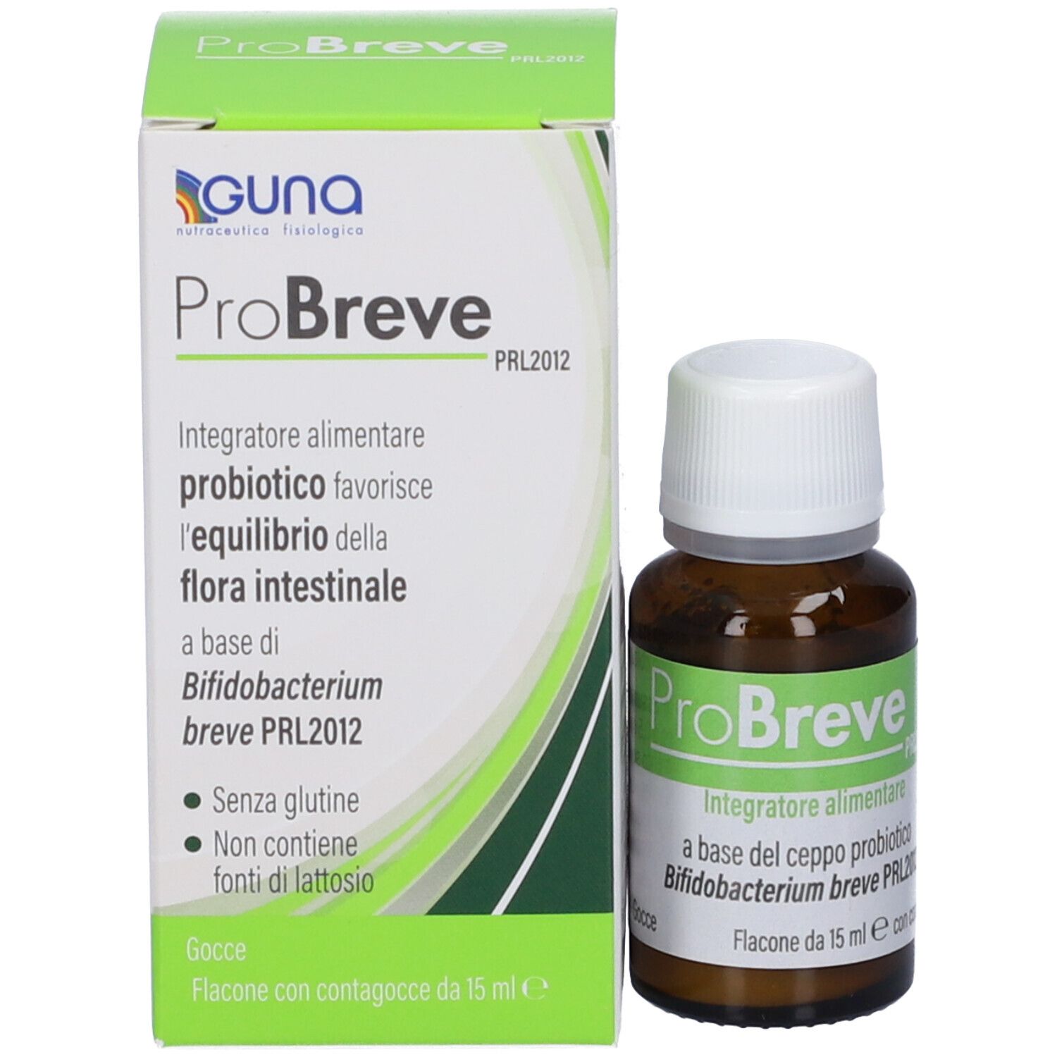 Confezione e flacone del prodotto. Confezione con nome ProBreve e informazioni. Flacone contiene 15 ml.