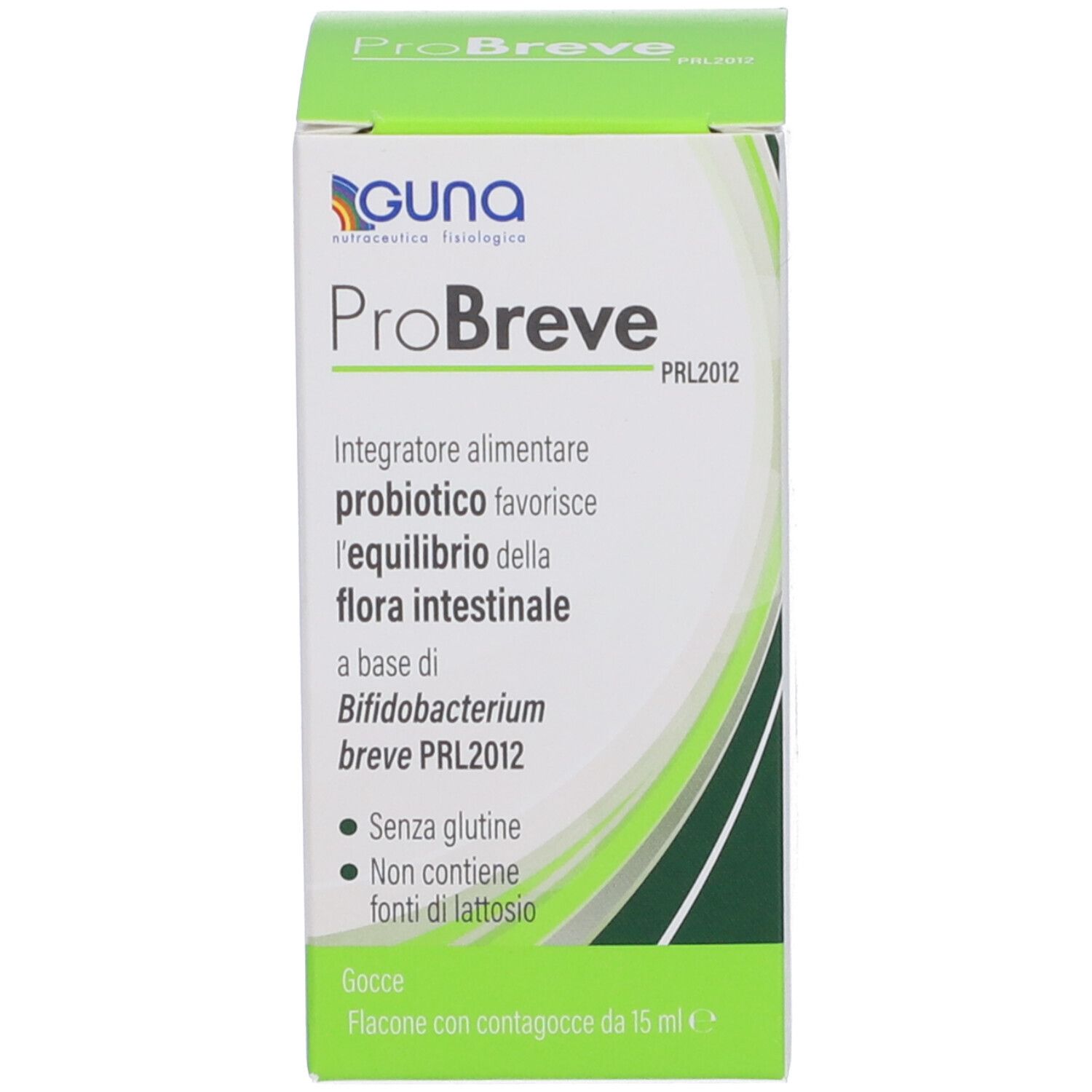 Confezione del prodotto. Confezione con nome ProBreve e informazioni. Senza glutine e lattosio.