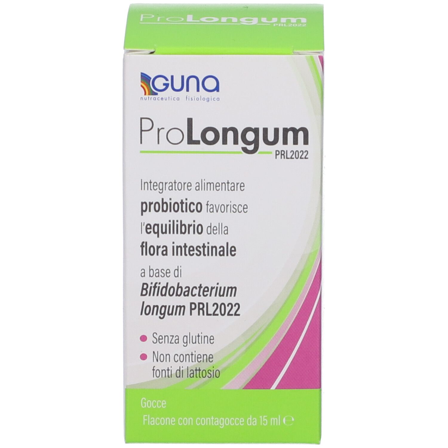 Confezione del prodotto. Confezione con nome ProLongum e informazioni. Design verde e bianco.