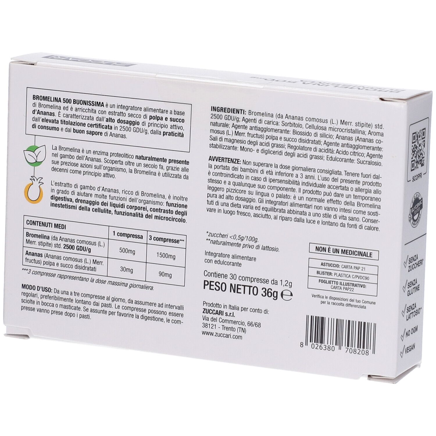 ZUCCARI Bromelina 500 Buonissima Compresse Masticabili