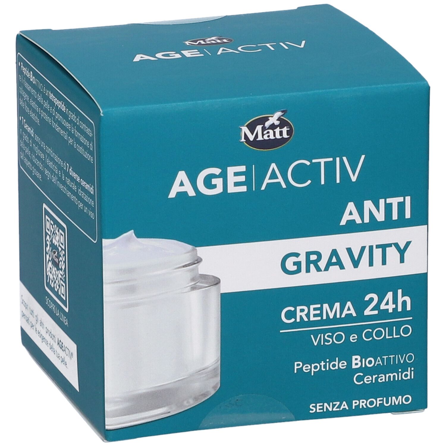 Matt AGE ACTIV Anti Gravity Crema 24h Viso e Collo con Peptide Bioattivo e Ceramidi.
