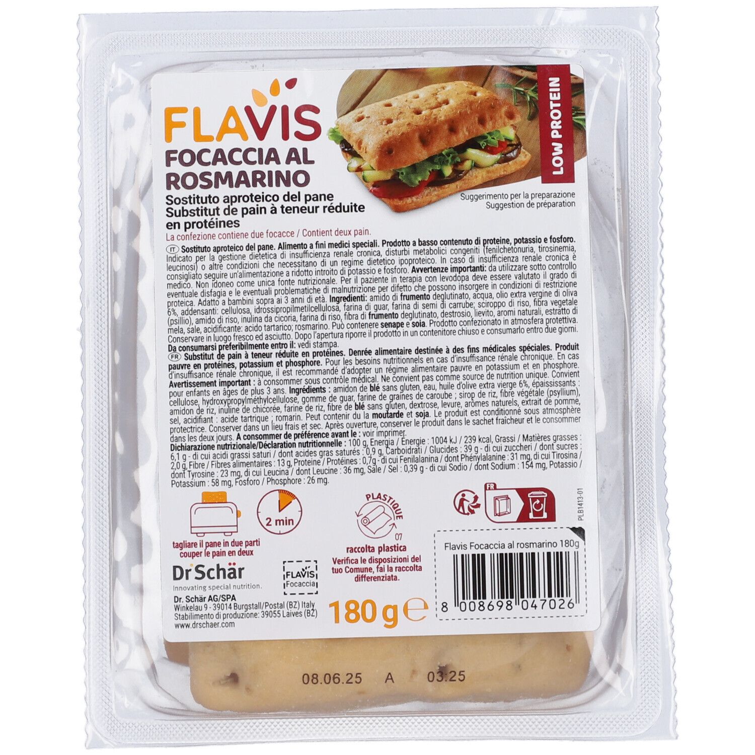 Flavis Focaccia al Rosmarino Aproteica