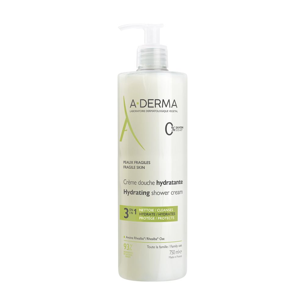 A-Derma  Les Indispensables Crema doccia idratante 750ml - Pelle fragilizzata, 3 in 1 (deterge delicatamente, protegge e idrata)