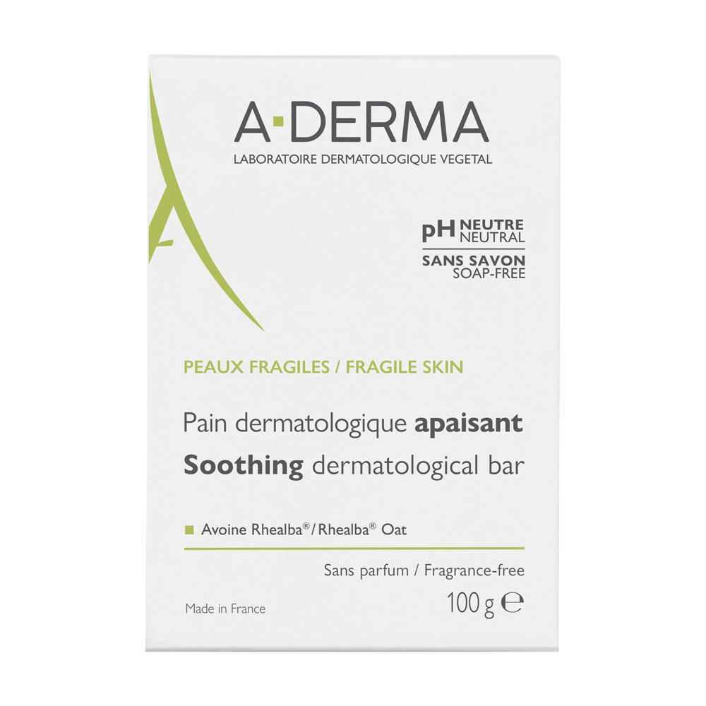 A-Derma Les Indispensables Pane dermatologico lenitivo 100g - Detergente solido per Pelle Fragile, deterge delicatamente idrata e lenisce