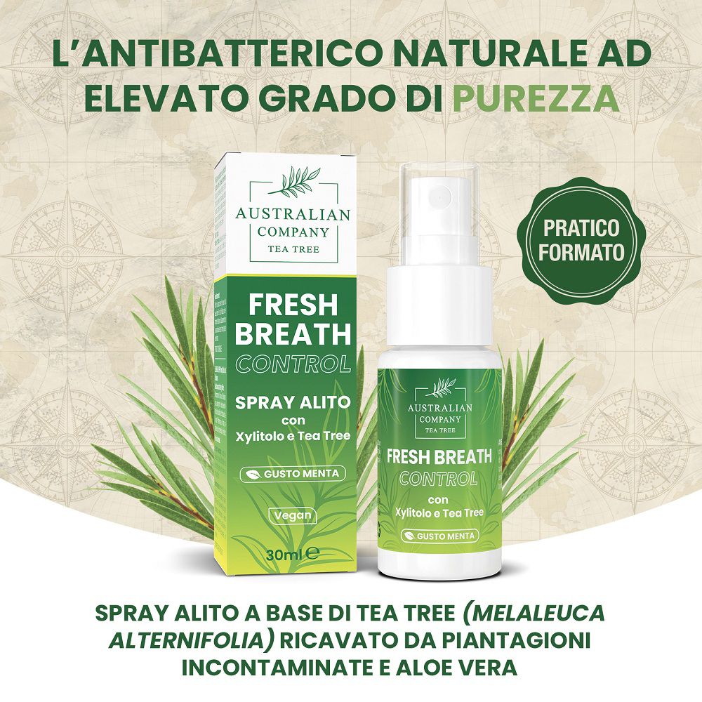 Spray alito fresco con Xilitolo e Tea Tree, 30ml, vegan.