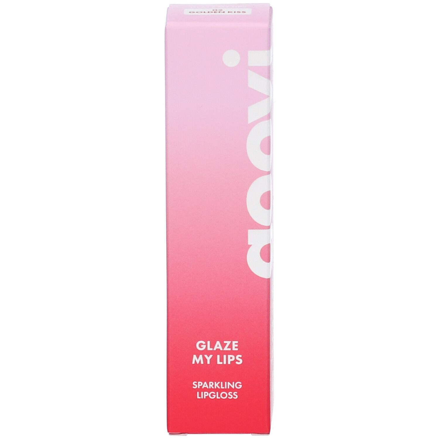 Confezione con sfumatura di colore rosa. Sulla confezione si legge « GLAZE MY LIPS SPARKLING LIPGLOSS ».