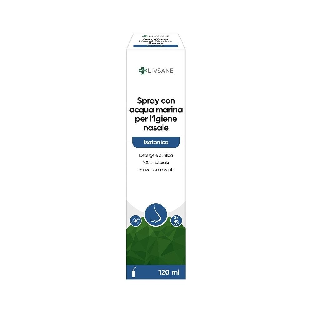 Spray Isotonico Con Acqua Marina Per Igiene Nasale Livsane 120 ml