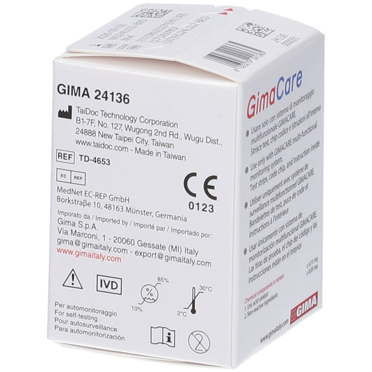 GIMA Strisce Acido Urico In Flaconcino Per Monitor Multiparametrico Gimacare