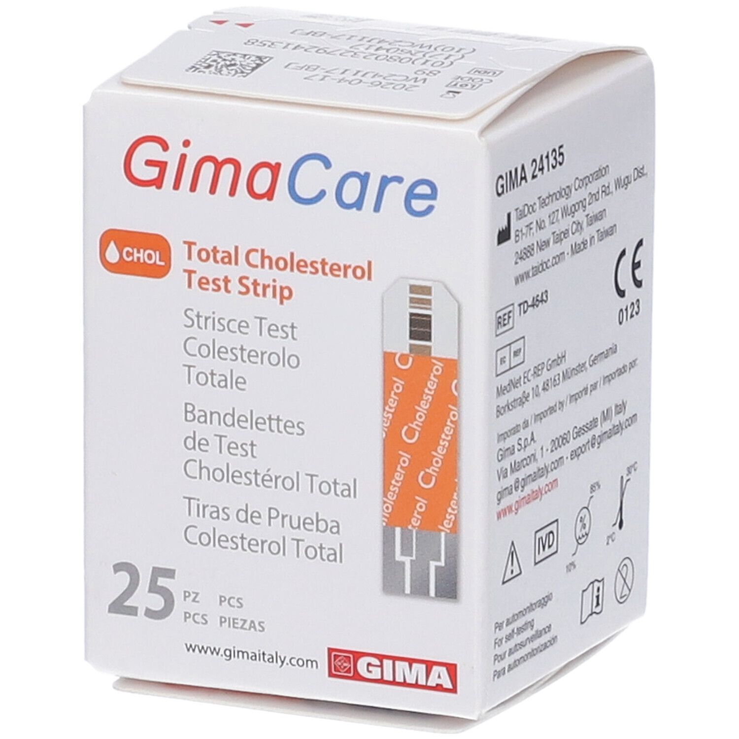 GIMA Strisce Colesterolo In Flaconcino Per Per Monitor Multiparametrico Gimacare