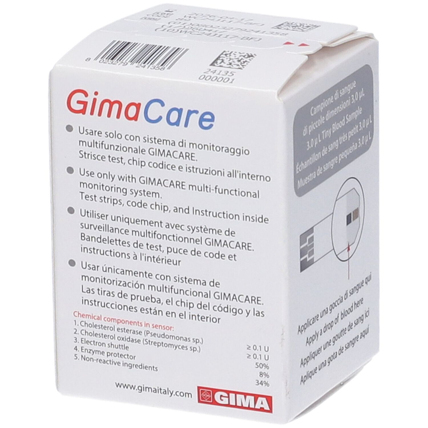 GIMA Strisce Colesterolo In Flaconcino Per Per Monitor Multiparametrico Gimacare