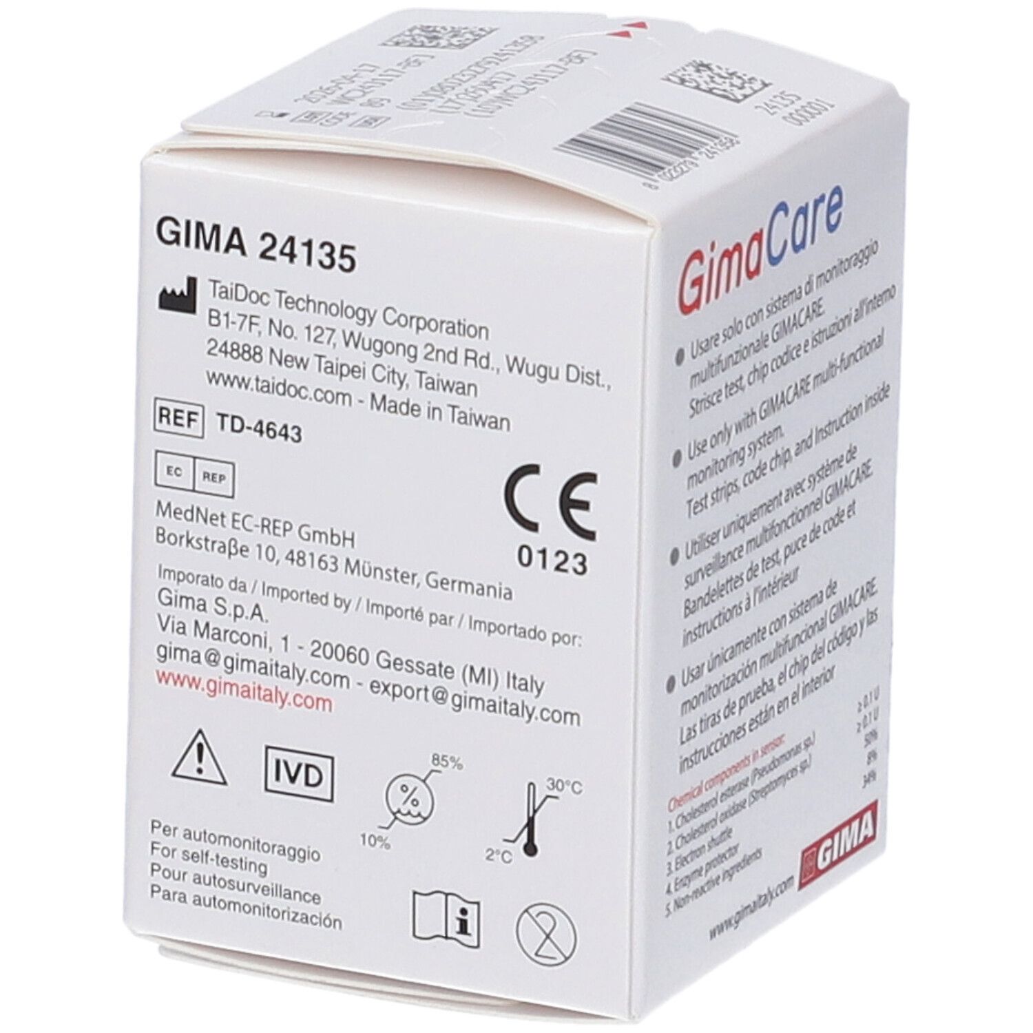 GIMA Strisce Colesterolo In Flaconcino Per Per Monitor Multiparametrico Gimacare