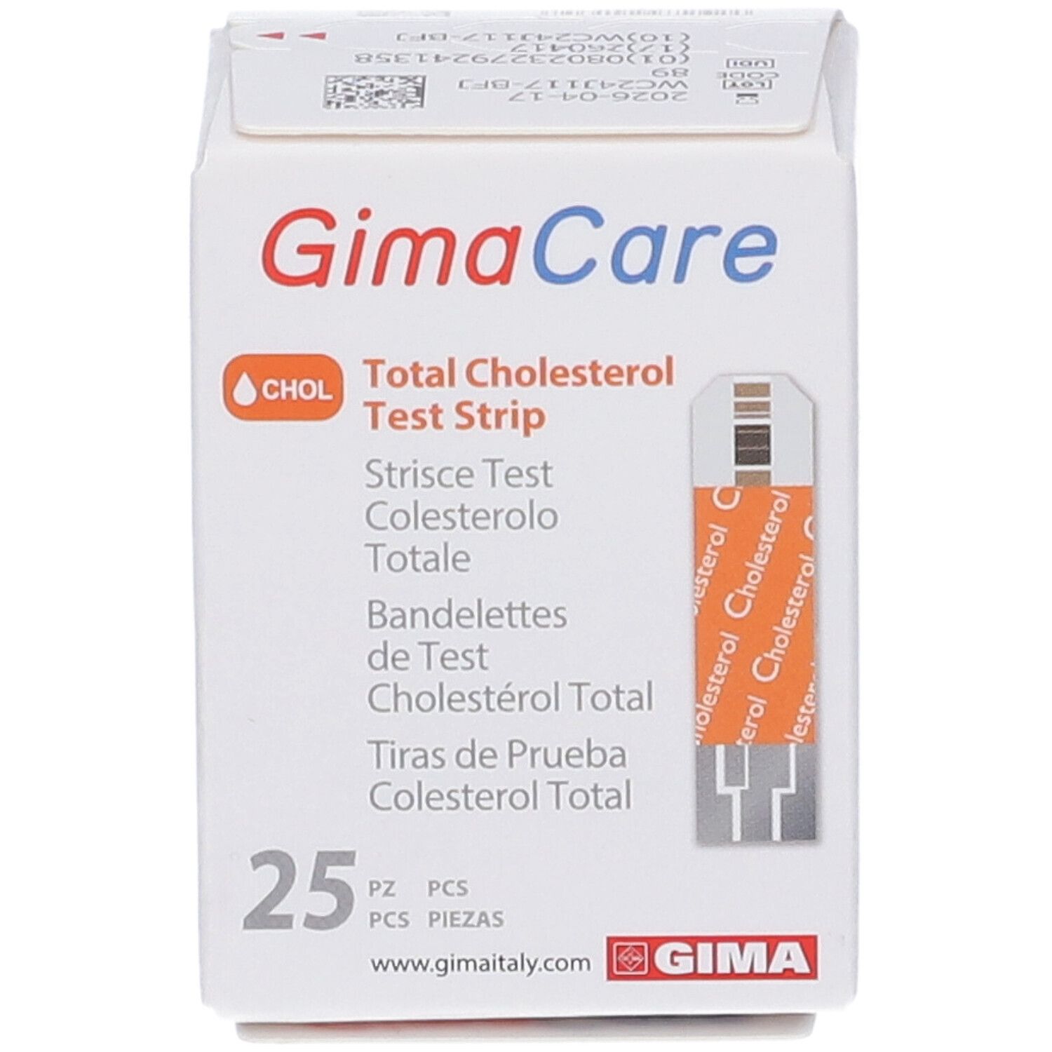 GIMA Strisce Colesterolo In Flaconcino Per Per Monitor Multiparametrico Gimacare