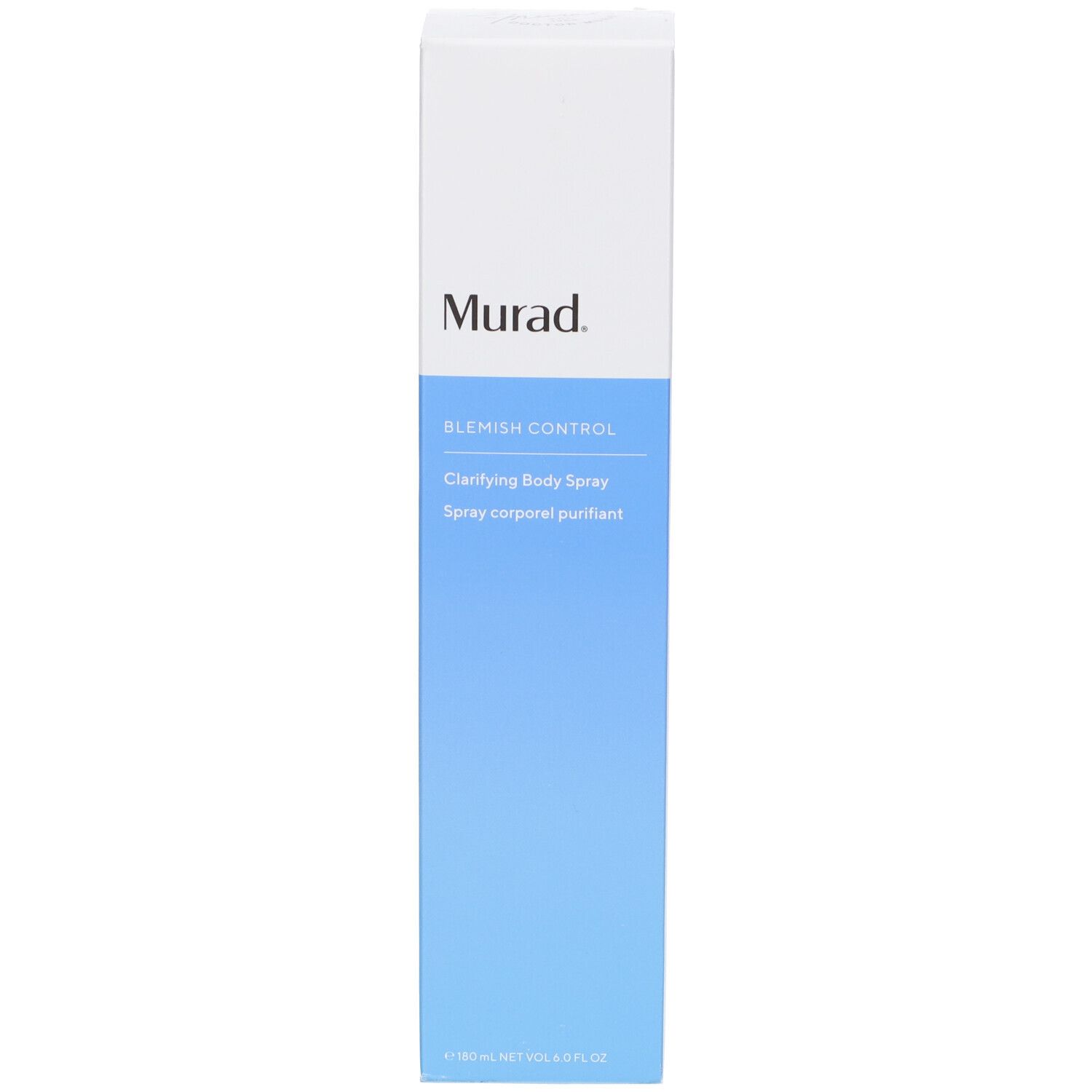Confezione del prodotto. Scritta: Murad, Blemish Control, Clarifying Body Spray.