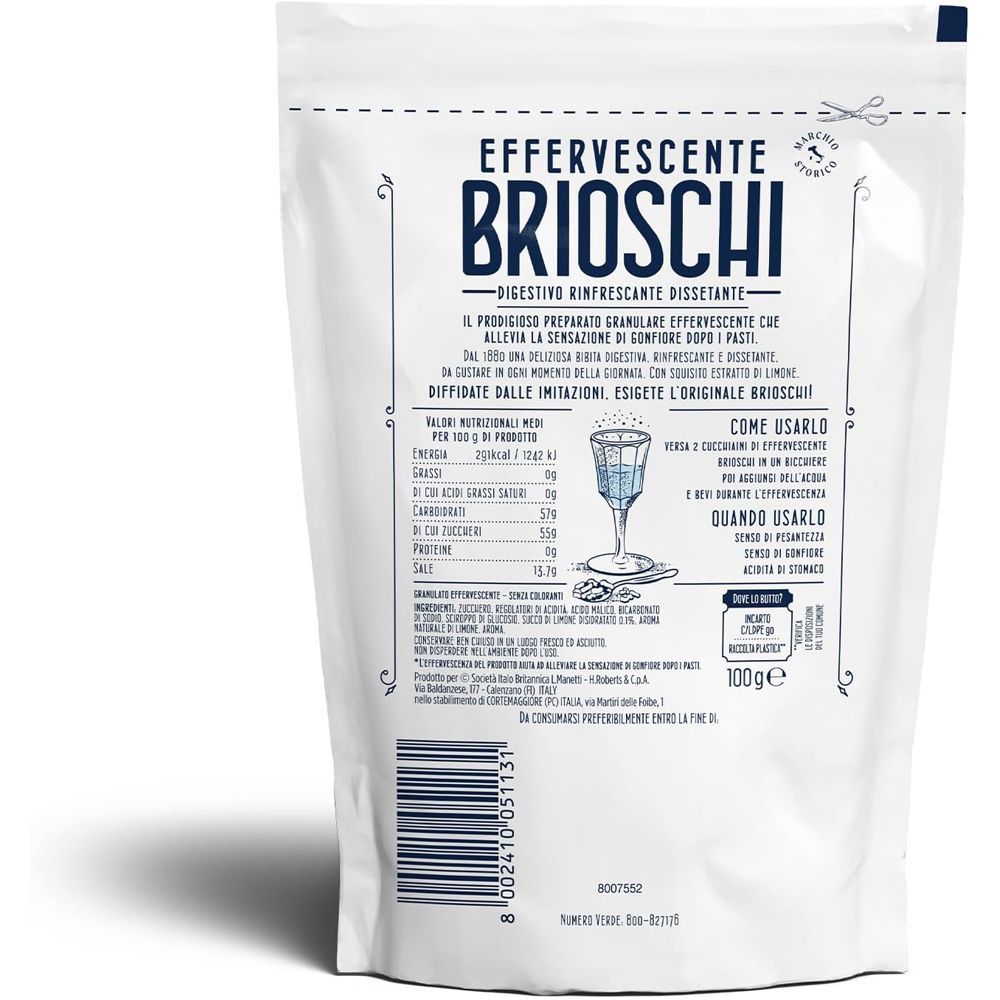 Retro della confezione. Testo e illustrazioni. Informazioni nutrizionali e istruzioni per l'uso. Peso netto: 100g.