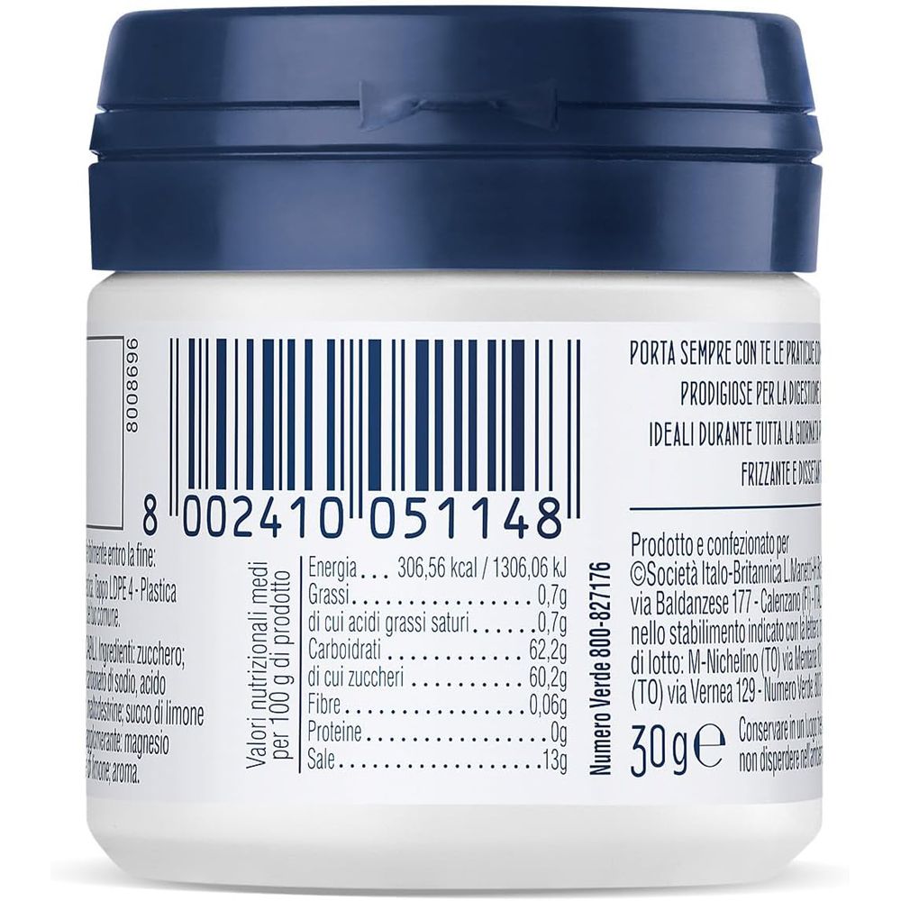 Retro del contenitore bianco. Contiene informazioni nutrizionali e codice a barre. Testo in italiano.