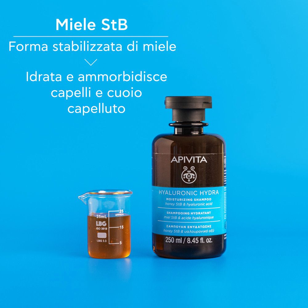 APIVITA Hyaluronic Hydra Shampoo Idratante 250ml con Miele StB e Acido Ialuronico