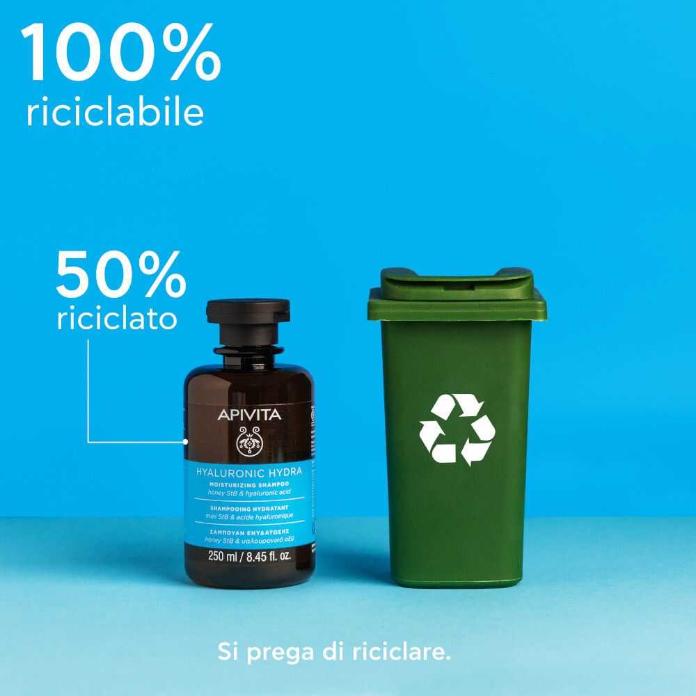 APIVITA Hyaluronic Hydra Shampoo Idratante 250ml con Miele StB e Acido Ialuronico
