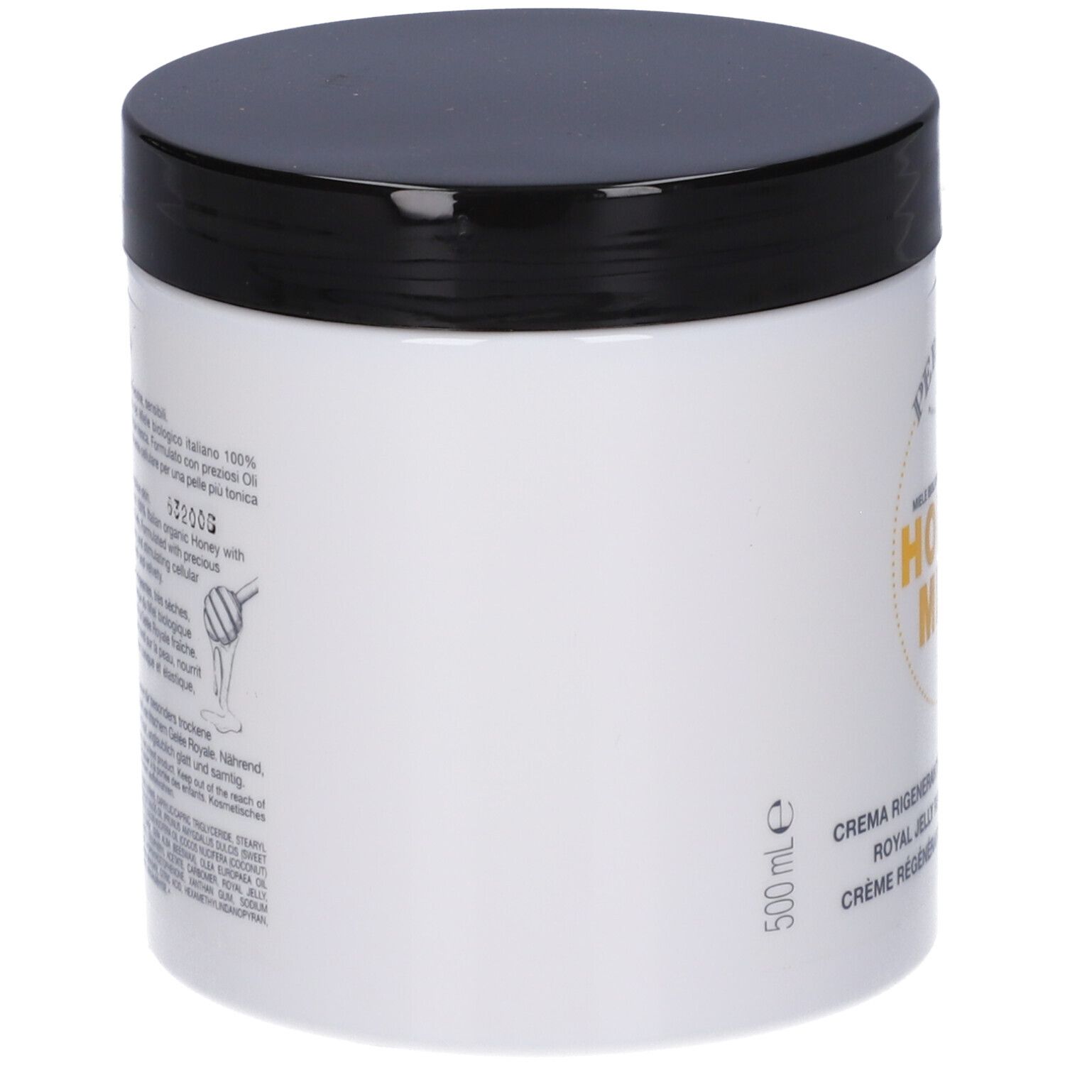 Vasetto bianco con coperchio nero, 500ml.