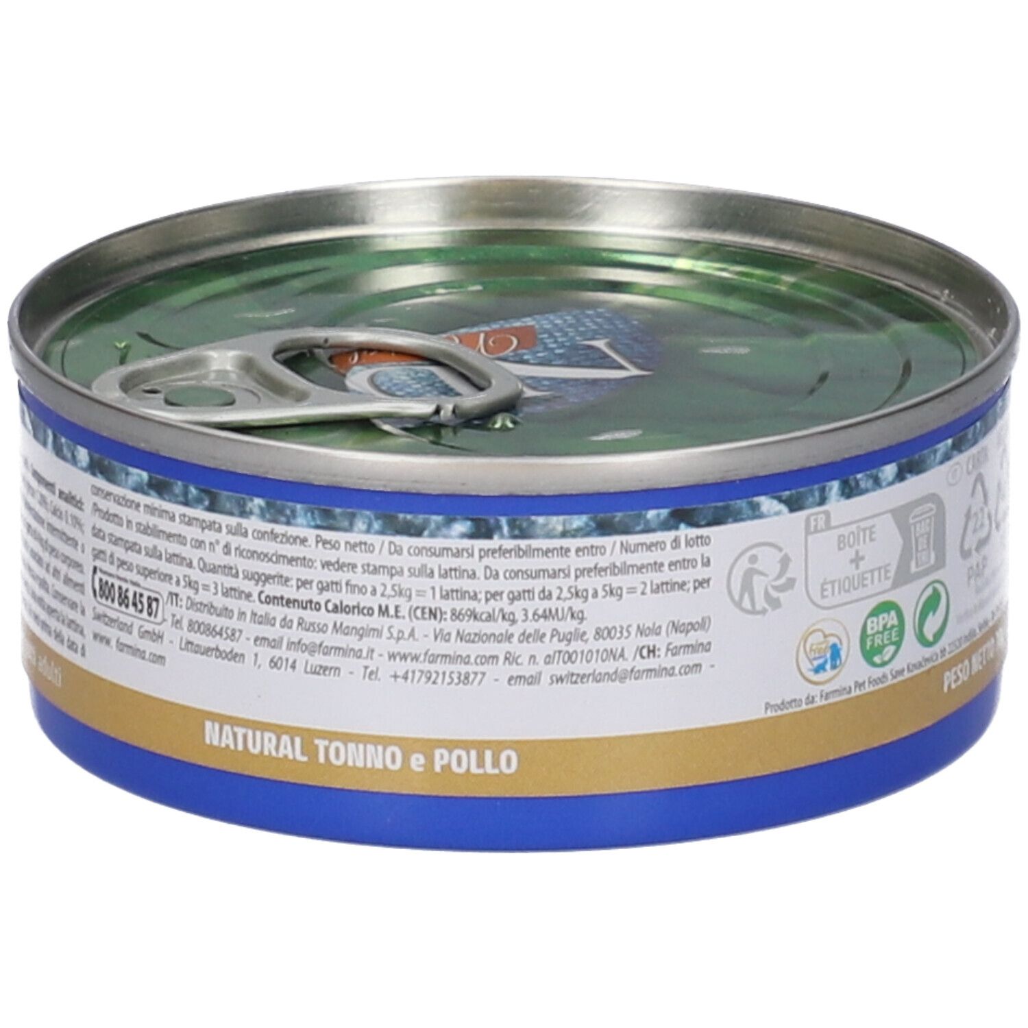 Lattina di cibo umido N&D Natural Tonno e Pollo per gatti. 70g.