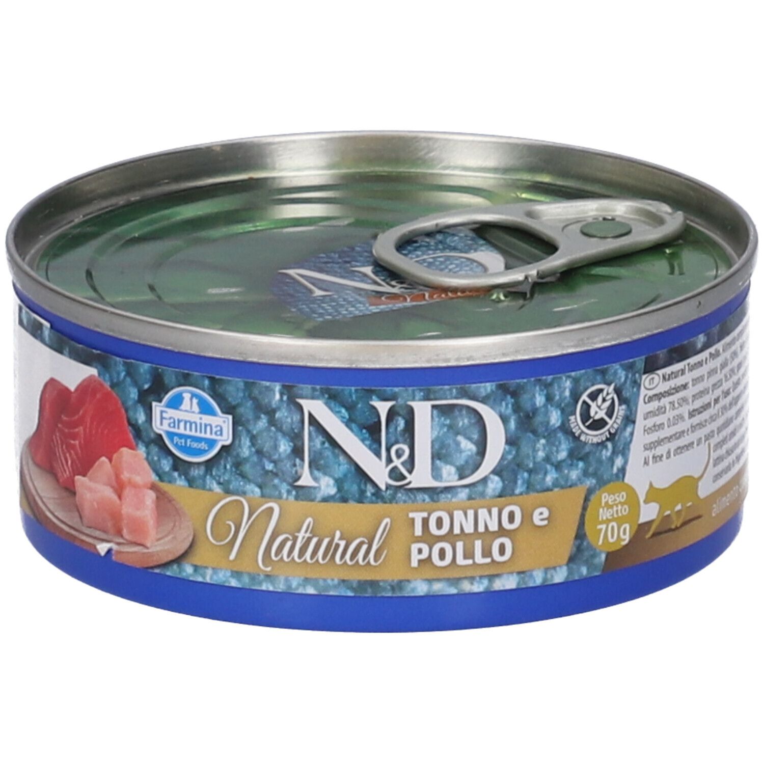 Lattina N&D Natural Tonno e Pollo cibo umido per gatti.