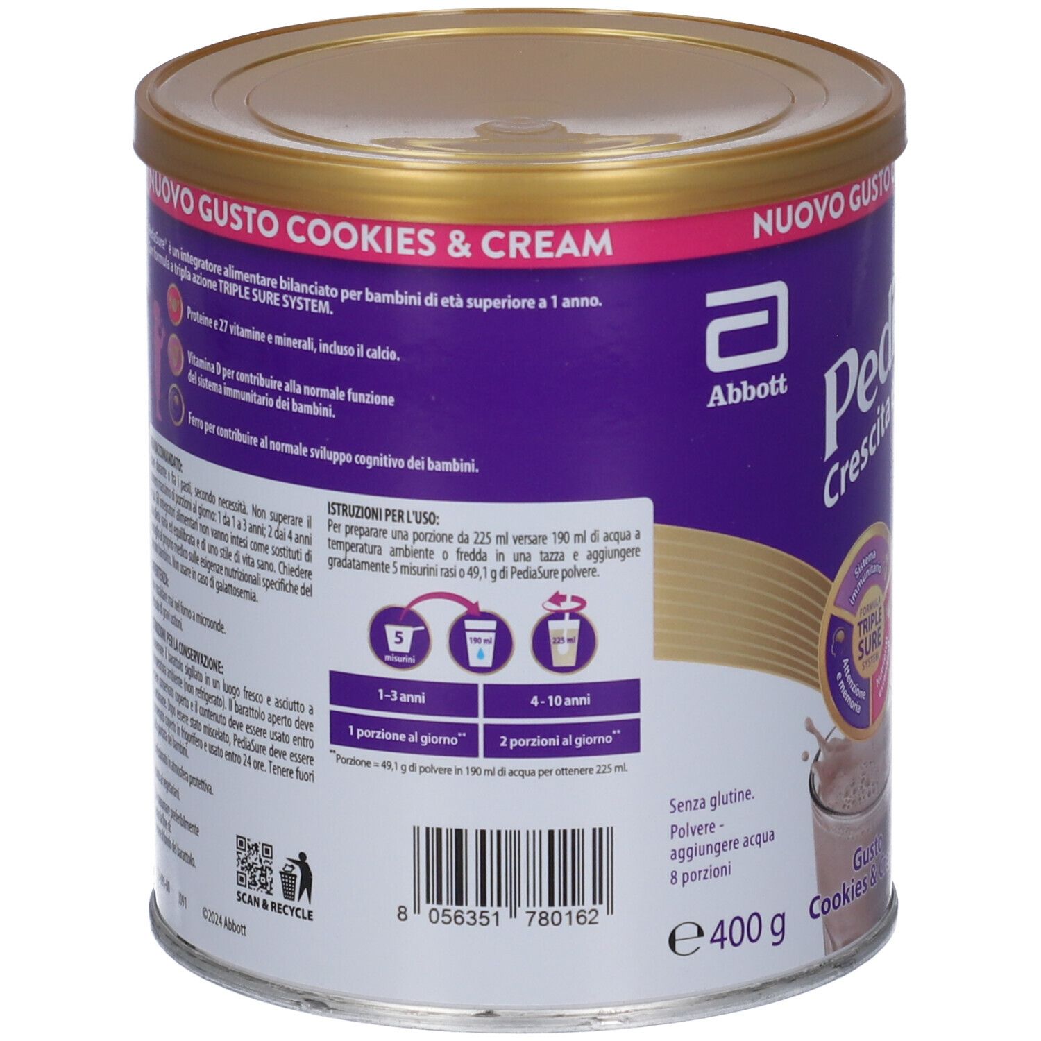 Pediasure Crescita&Sviluppo Integratore Bambini polvere Cookies