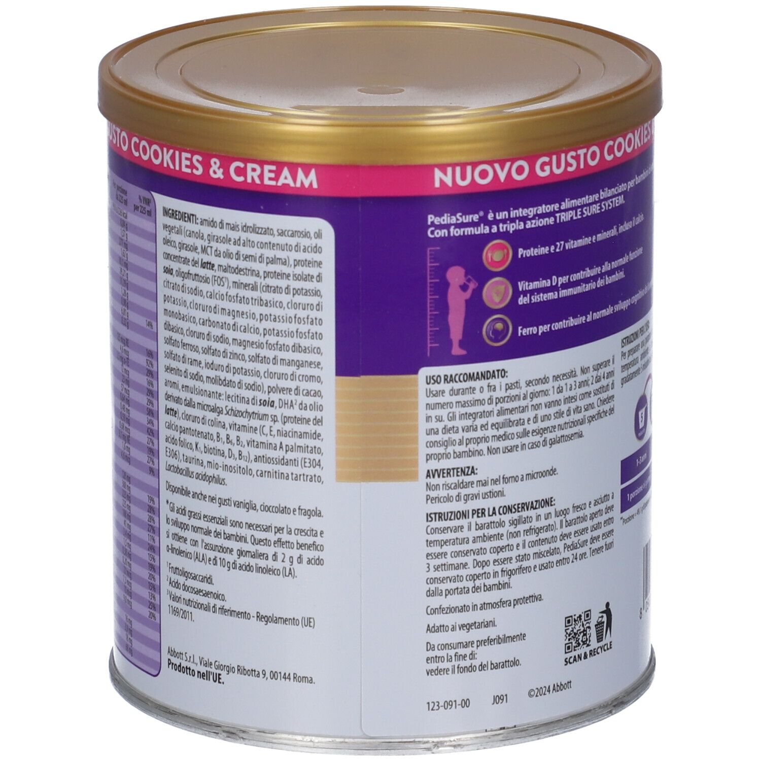 Pediasure Crescita&Sviluppo Integratore Bambini polvere Cookies