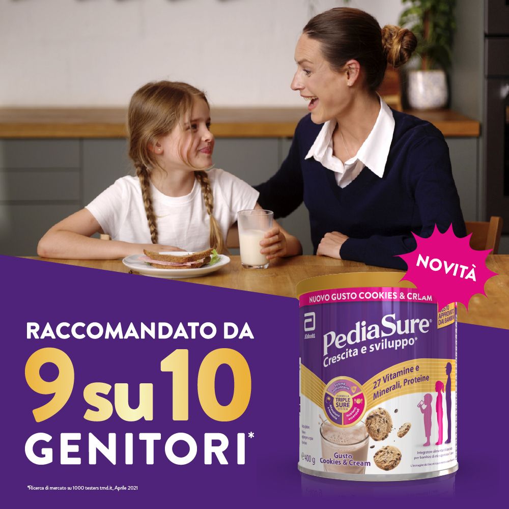 Pediasure Crescita&Sviluppo Integratore Bambini polvere Cookies