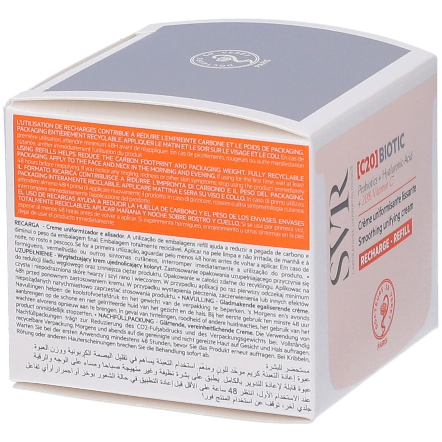 Confezione [C20] BIOTIC REFILL. Testo su più lati. Marchio SVR.