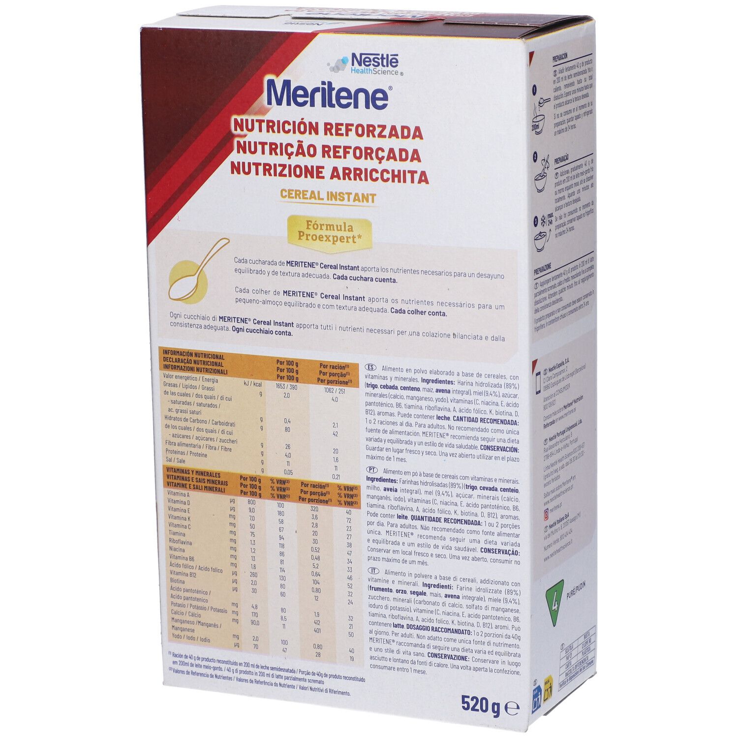 Meritene Cereal Instant Crema Istantanea 8 Cereali e Miele