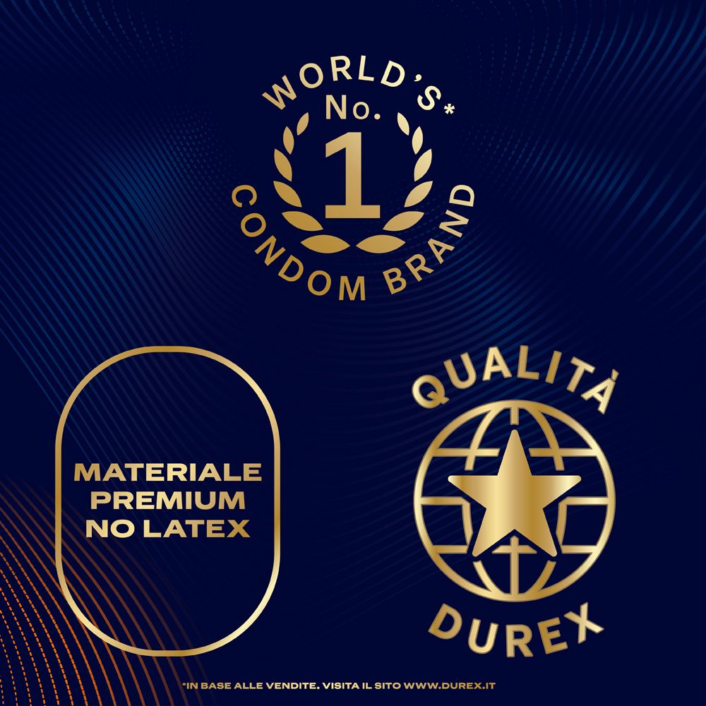 Premi e marchi di qualità. World's No. 1 Condom Brand, Premium No Latex, Qualità Durex.