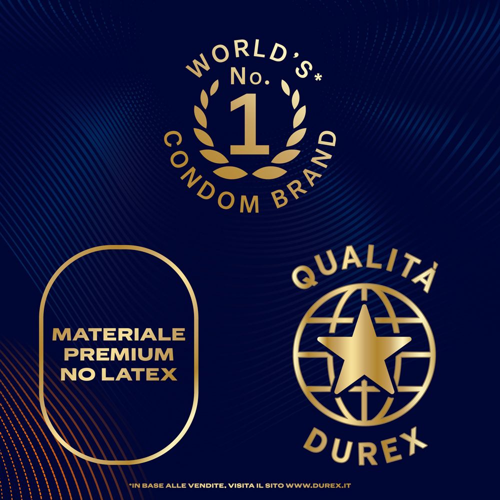 Marchi di qualità Durex. World's No. 1 Condom Brand. Materiale Premium senza lattice. Qualità Durex.