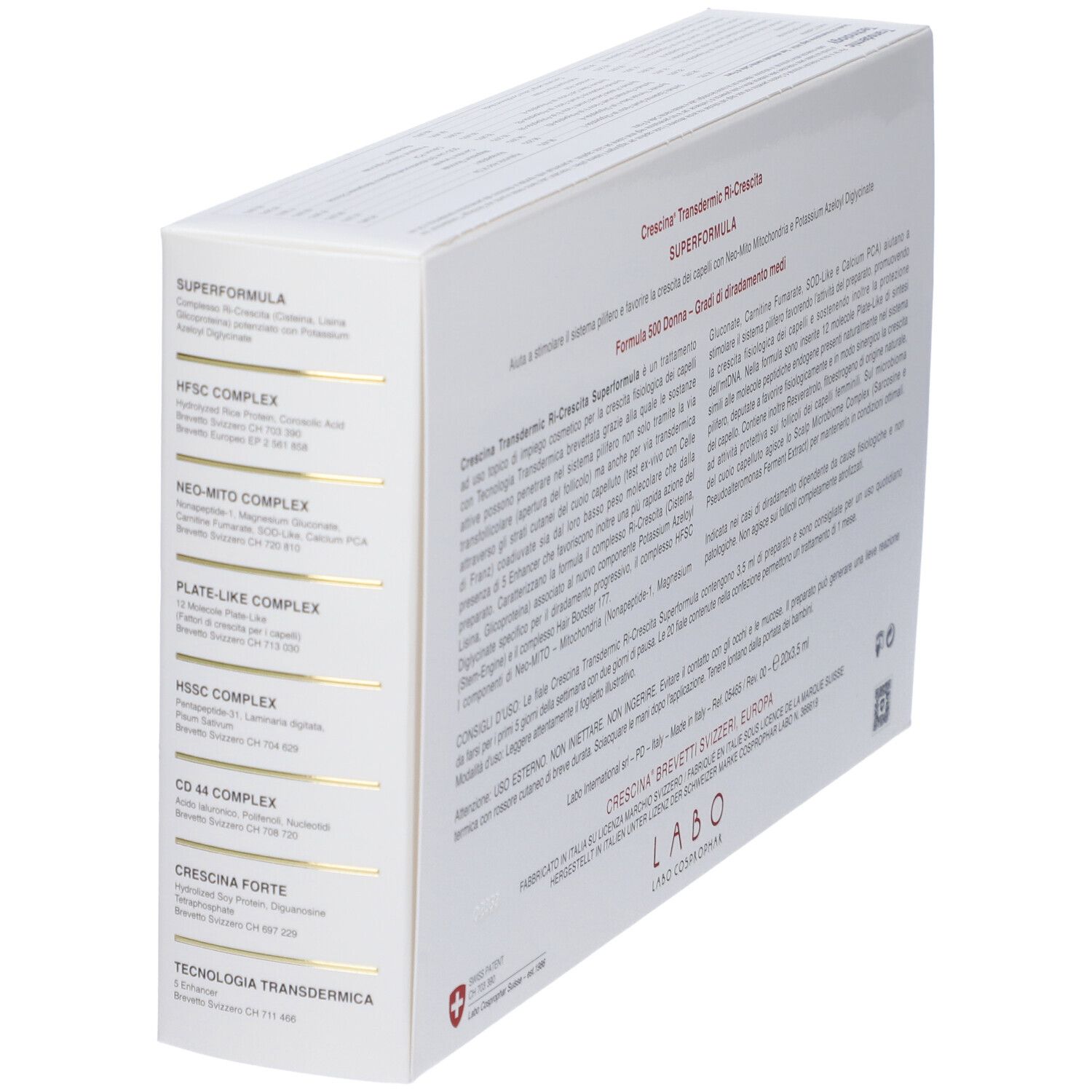 Labo Crescina Ri Crescita Super Formula 500 Donna 20 Fiale 3,5ml