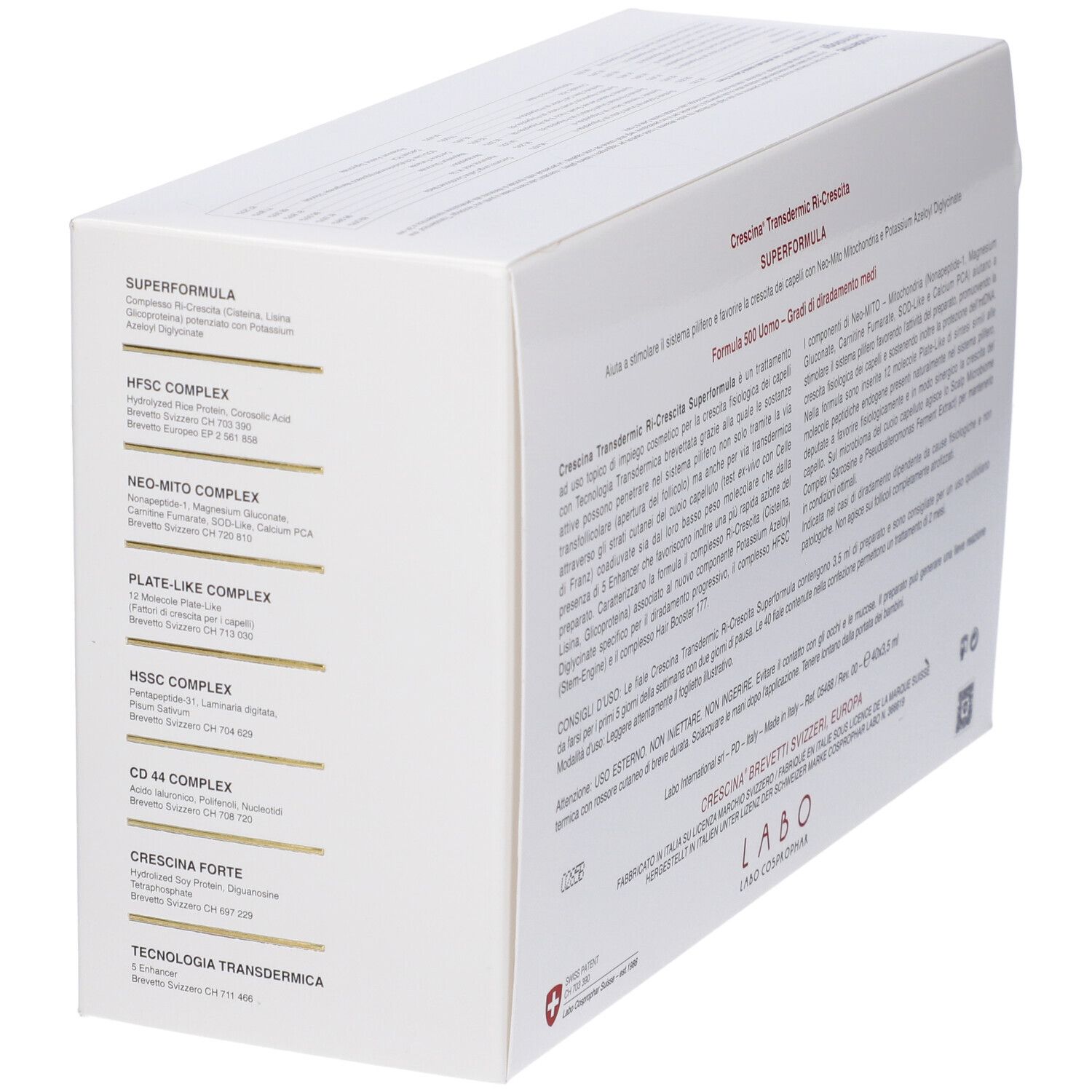 Crescina Ri Crescita Super Formula 500 Uomo 40 Fiale 3,5 ml