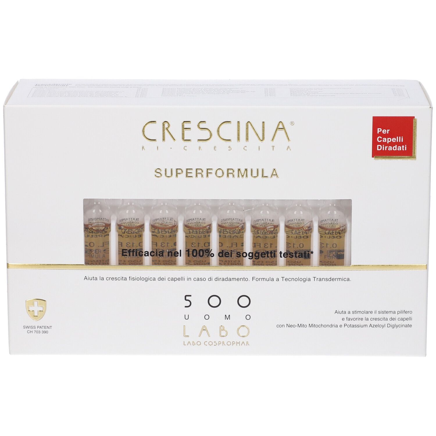 Crescina Ri Crescita Super Formula 500 Uomo 40 Fiale 3,5 ml