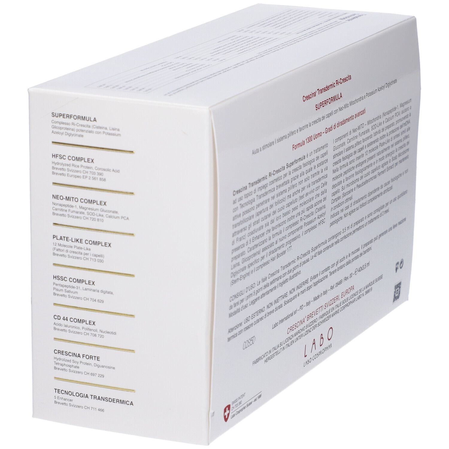 Crescina Ri Crescita Super Formula 1300 Uomo 40 Fiale 3,5 ml