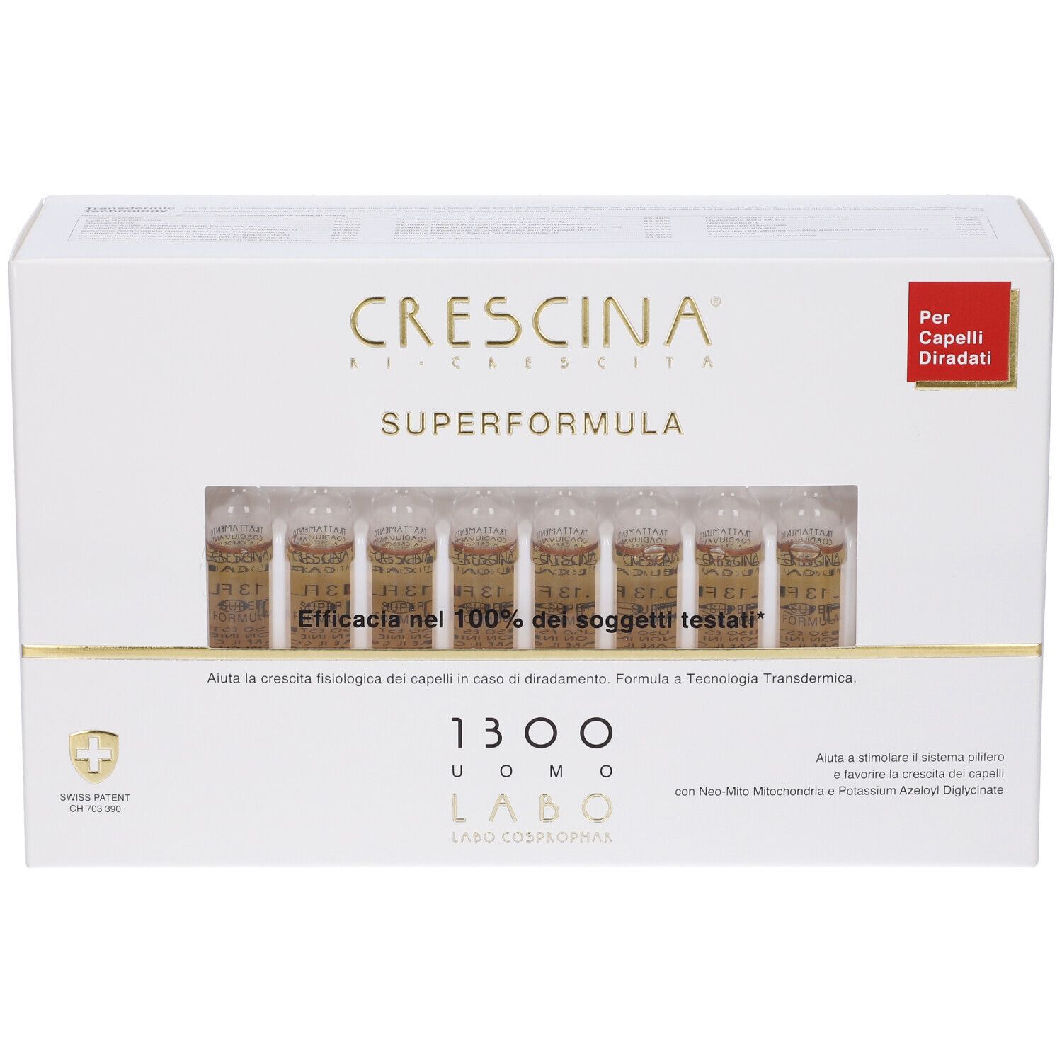 Crescina Ri Crescita Super Formula 1300 Uomo 40 Fiale 3,5 ml