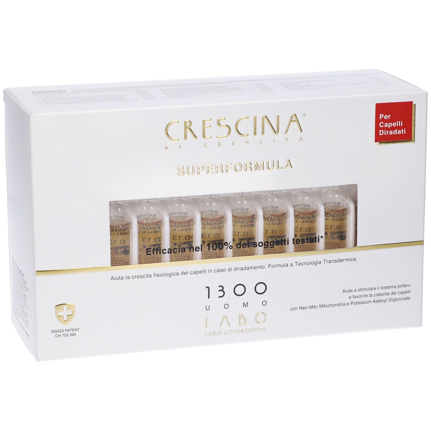 Crescina Ri Crescita Super Formula 1300 Uomo 40 Fiale 3,5 ml