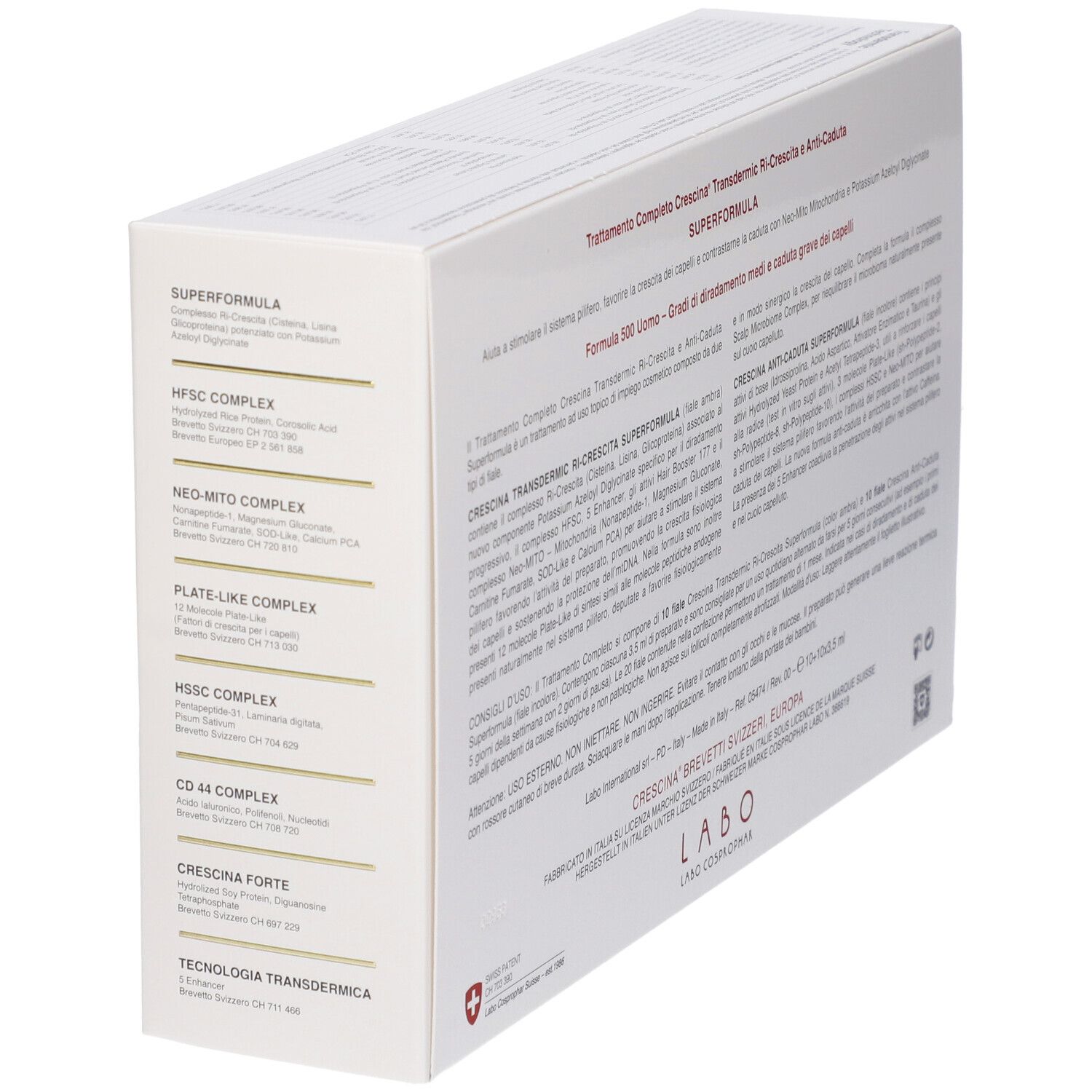 Crescina Ri Crescita Super Formula 500 Uomo Tc 10+10 Fiale 3,5 ml