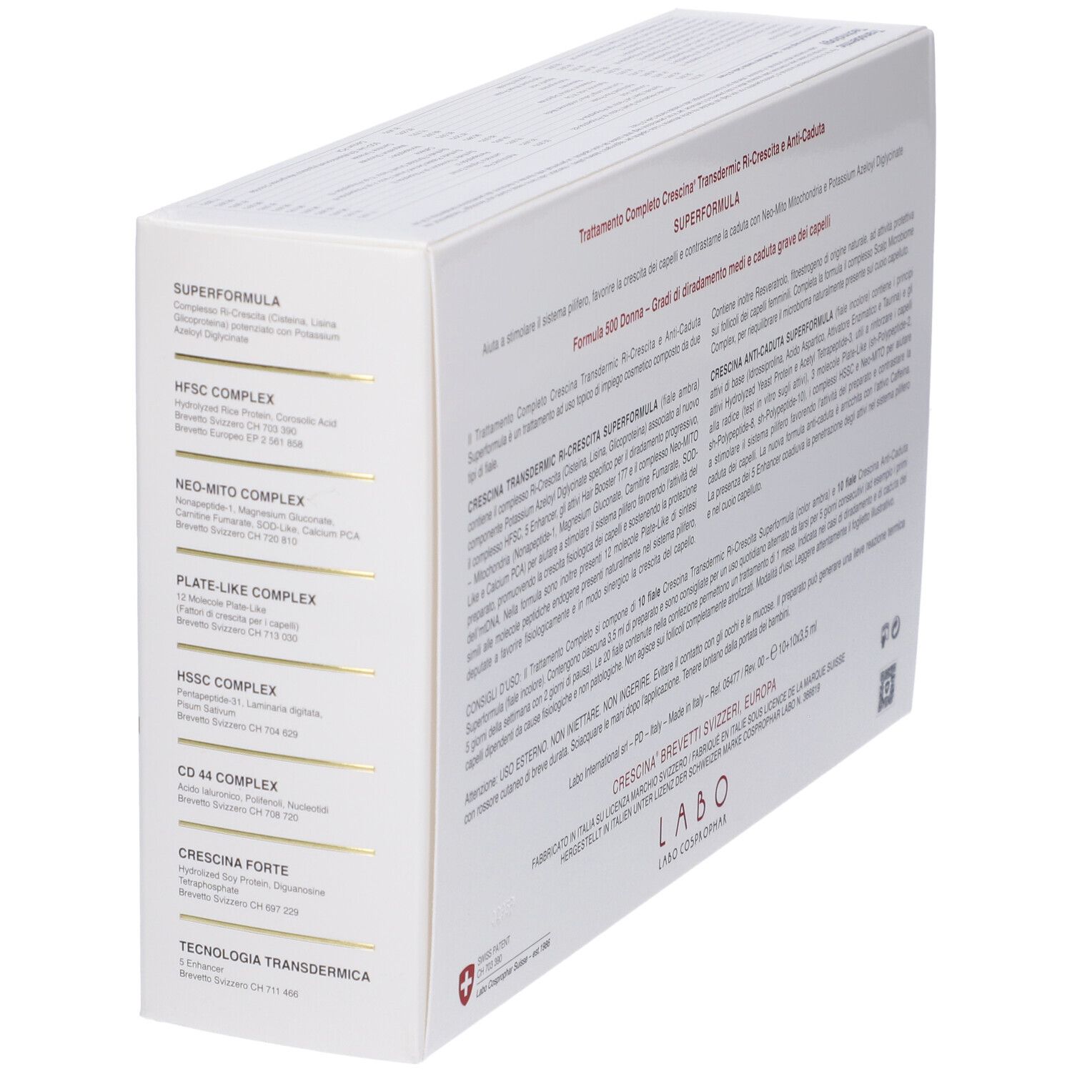Crescina Ri Crescita Super Formula 500 Donna Tc 10+10 Fiale 3,5 ml