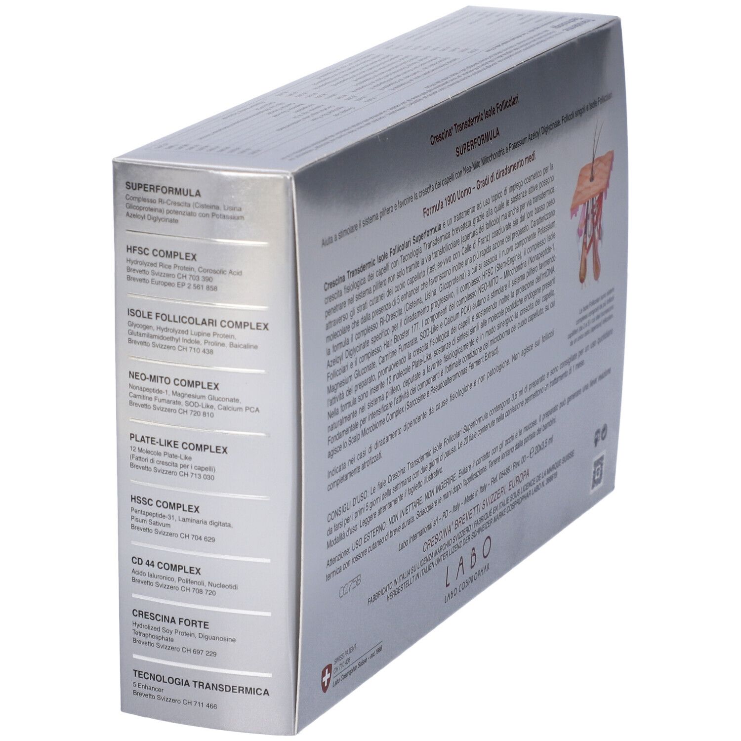 Crescina Isole Follicolari Super Formula 1900 Uomo 20 Fiale 3,5 ml