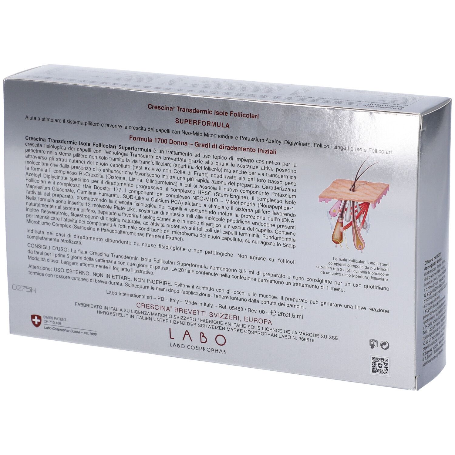 Crescina Isole Follicolari Super Formula 1700 Donna 20 Fiale 3,5 ml