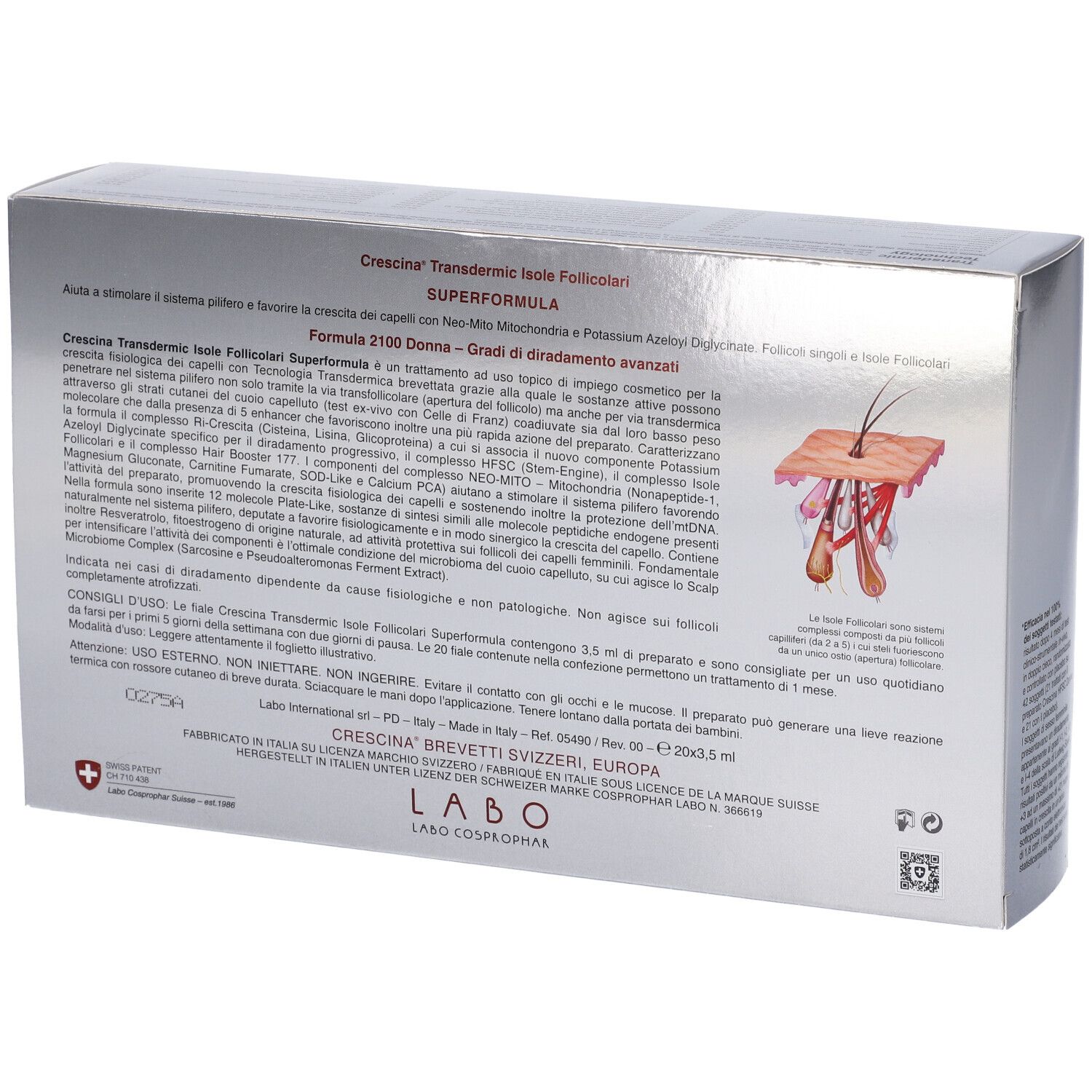 Crescina Isole Follicolari Super Formula 2100 Donna 20 Fiale 3,5 ml